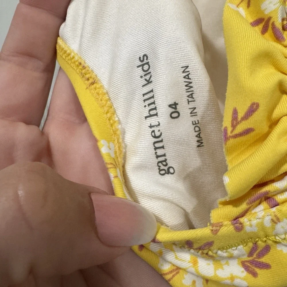 Girls' Cascading-Ruffle‎ One-Piece Swimsuit 04 Yellow Floral Swim Vacation